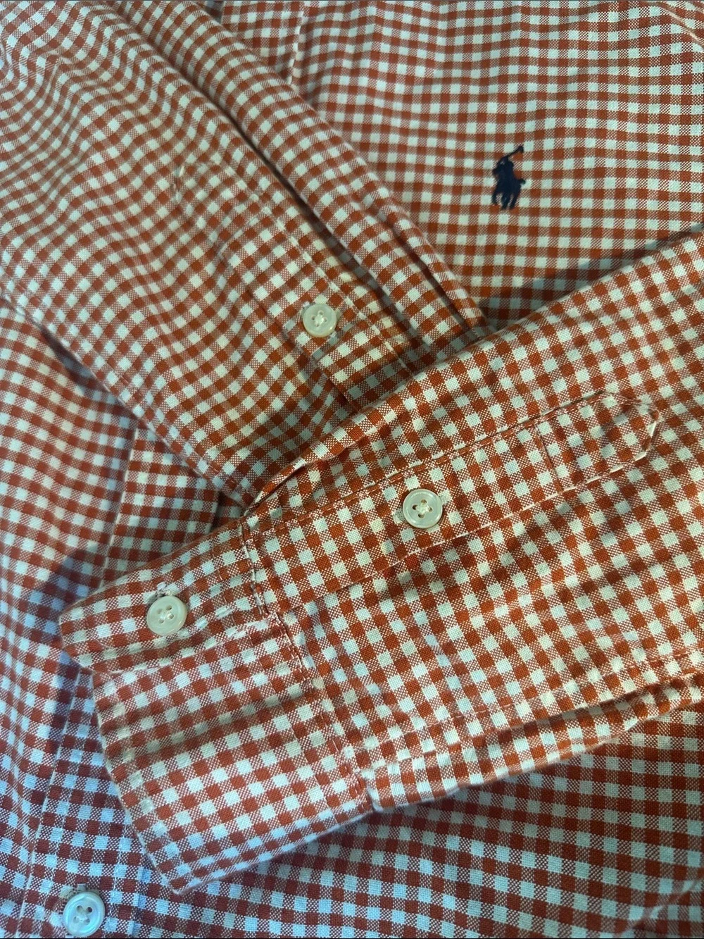 Polo by Ralph Lauren Red Gingham Button-Down Shirt with Embroidered Pony EUC